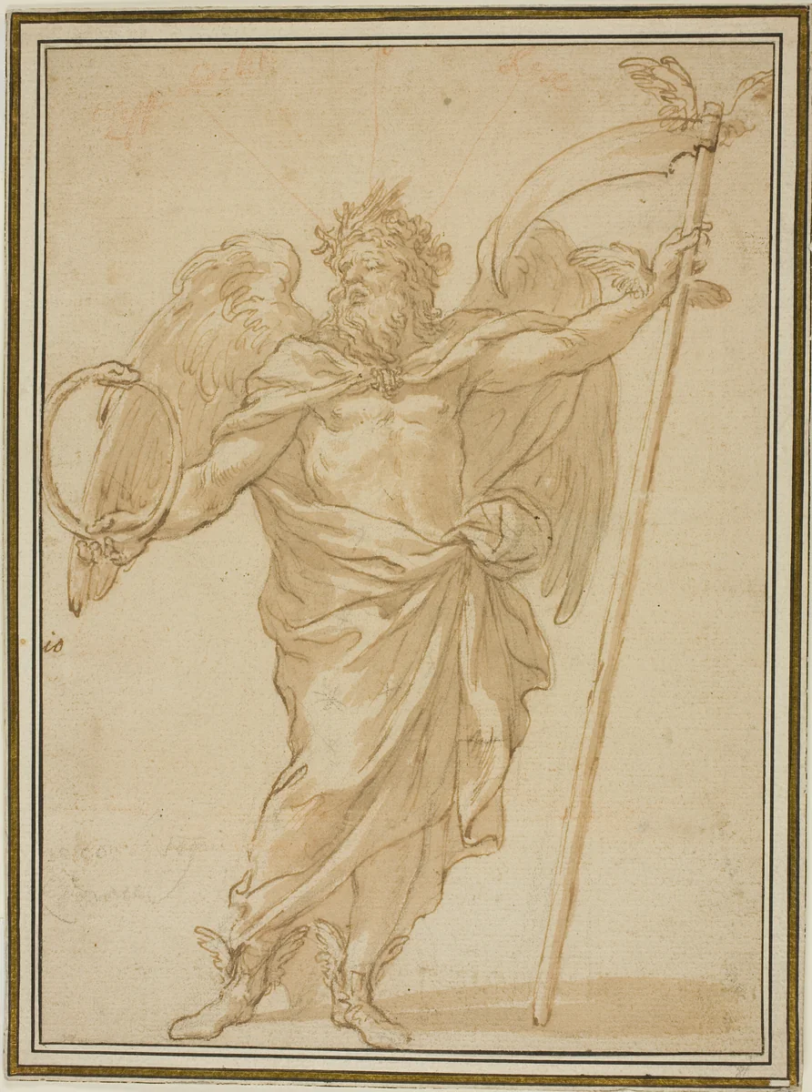 Father Time by Alessandro Algardi, drawing, 1618-1654