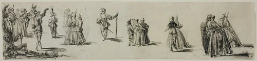 Sketches of Ladies and Gentlemen, Dancers by Jean-Antoine Watteau, drawing, 1700-1799
