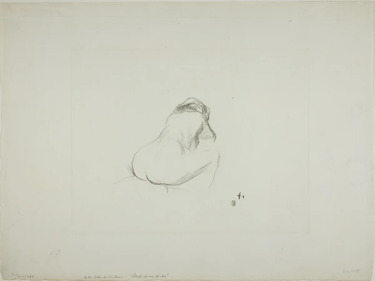 Study of a Nude Woman, from Behind by Jean-Louis Forain, print, 1895-1905