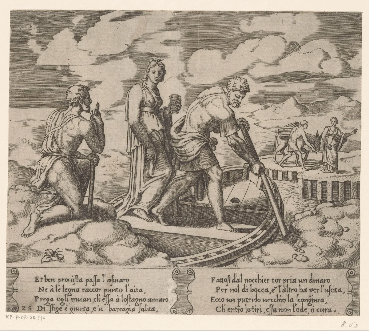 Psyche in de veerboot van Charon by Meester van de Dobbelsteen, print, 1530-1560