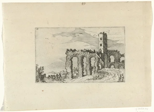 Ruïne van aquaduct by anonymous, print, 1594-1685