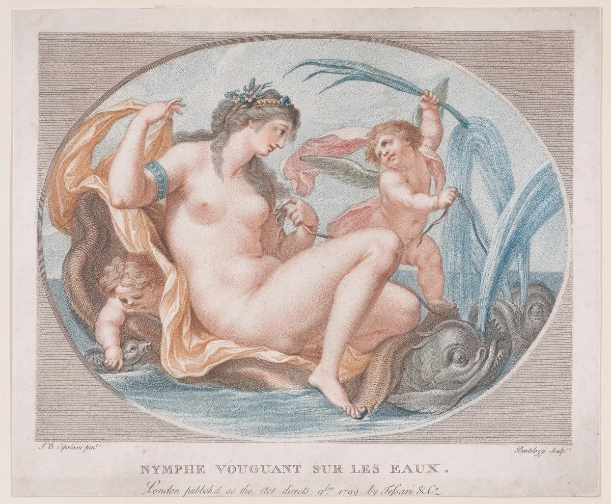 Water Nymph (Nymph Vouguant Sur Les Eaux) by Francesco Bartolozzi, print, 1799