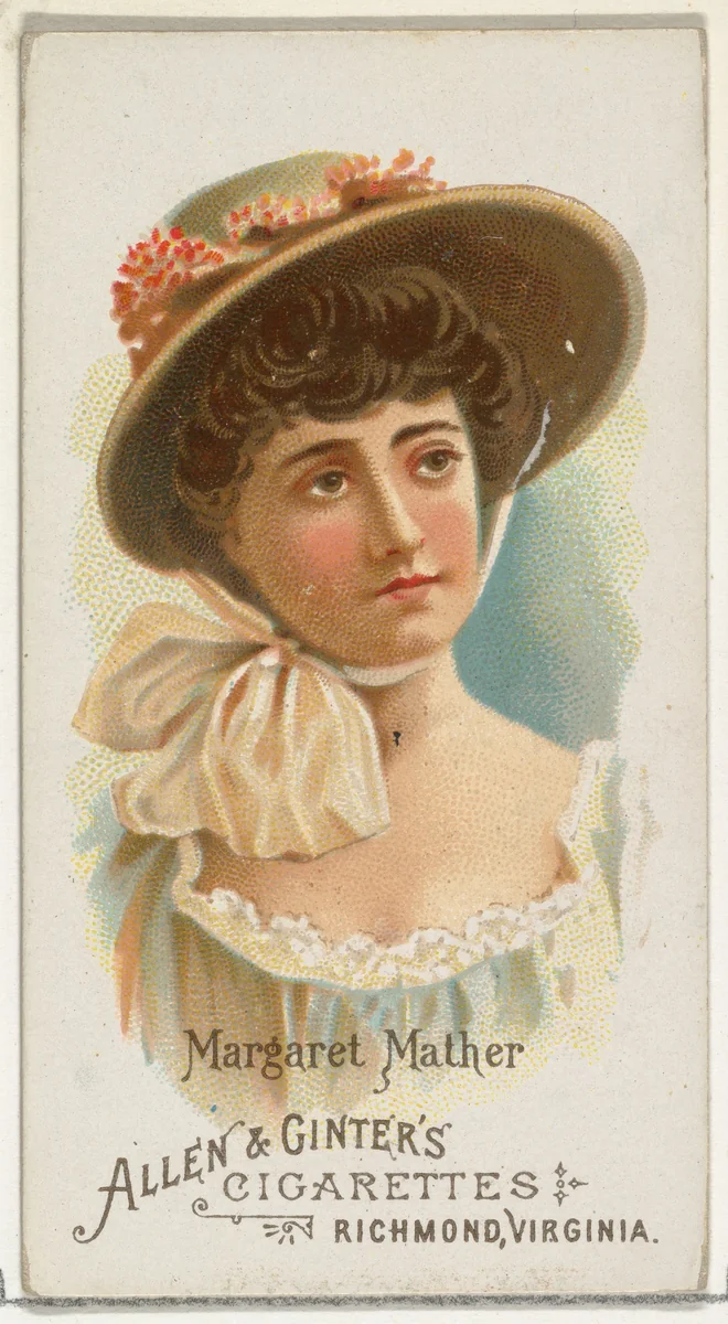 Margaret Mather, from World's Beauties, Series 1 (N26) for Allen & Ginter Cigarettes by Allen & Ginter, print, 1888