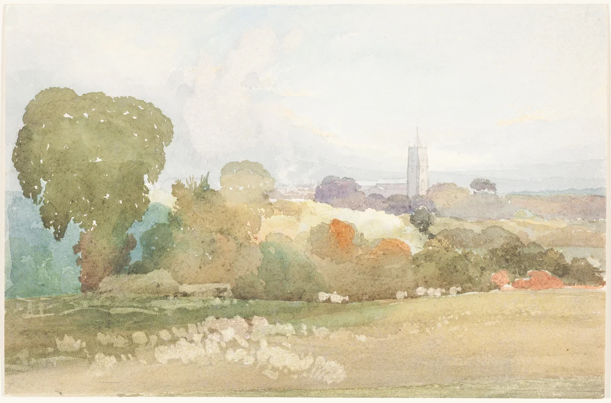 Landscape with Church Steeple by James Bulwer, drawing, 1828