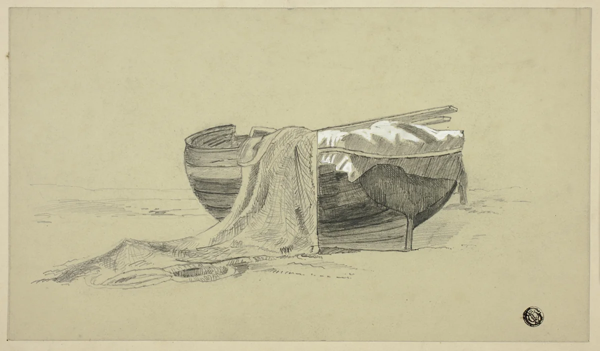 Fishing Boat on Shore by J. K. Rutter, drawing, 1873-1883
