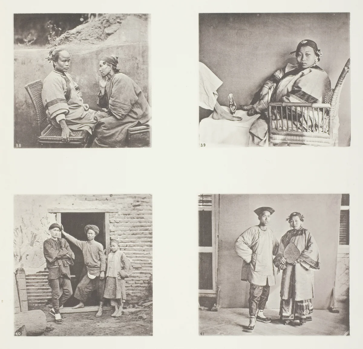 Amoy Women; The Small Foot of a Chinese Lady; Amoy Men; Male and Female Costume, Amoy by John Thomson, photograph, 1863-1873