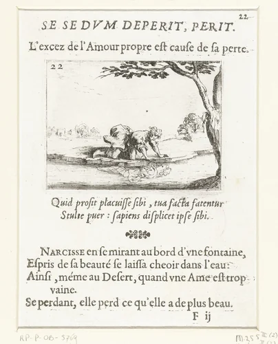 Narcissus by Jacques Callot, print, 1621-1635