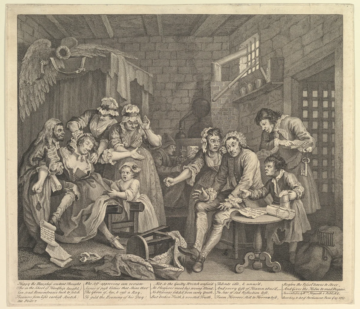 A Rake's Progress, Plate 7 by William Hogarth, print, 1735