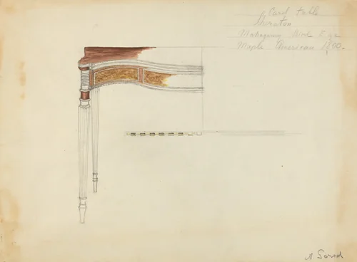 Sheraton Card Table by Nicholas Gorid, index of american design, 1935-1942