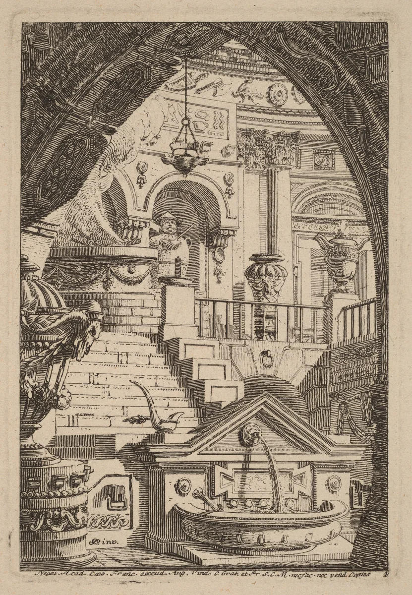 Fantasy of an Antique Temple by Carl Schütz, print, 1770-1780