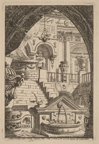 Fantasy of an Antique Temple by Carl Schütz, print, 1770-1780