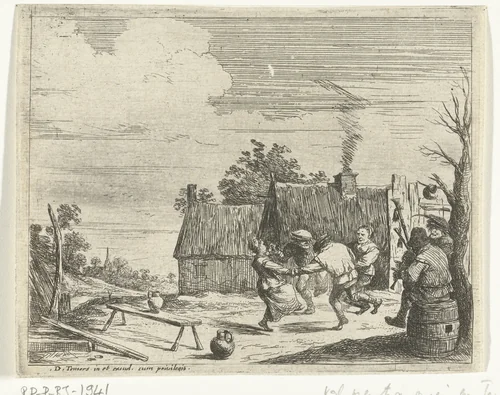Dansende boeren by Quirin Boel, print, 1635-1668