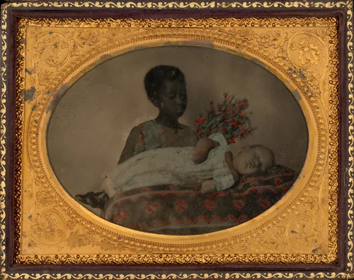 Portrait of a Girl and Postmortem Child by American 19th Century, photograph, 1855-1865