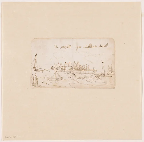 Gezicht op Oudeschild te Texel by Abraham Willaerts, drawing, 1639