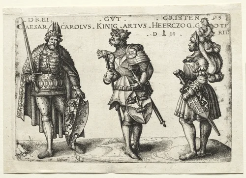 Three Worthy Christians by Daniel Hopfer, print, 1516-1599