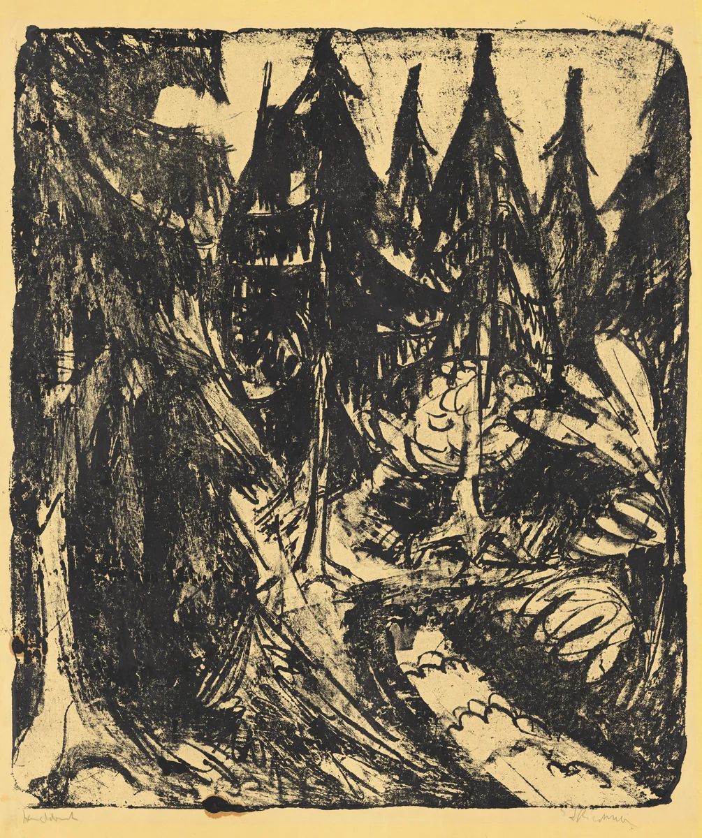 Taunus Firs by Ernst Ludwig Kirchner, print, 1916