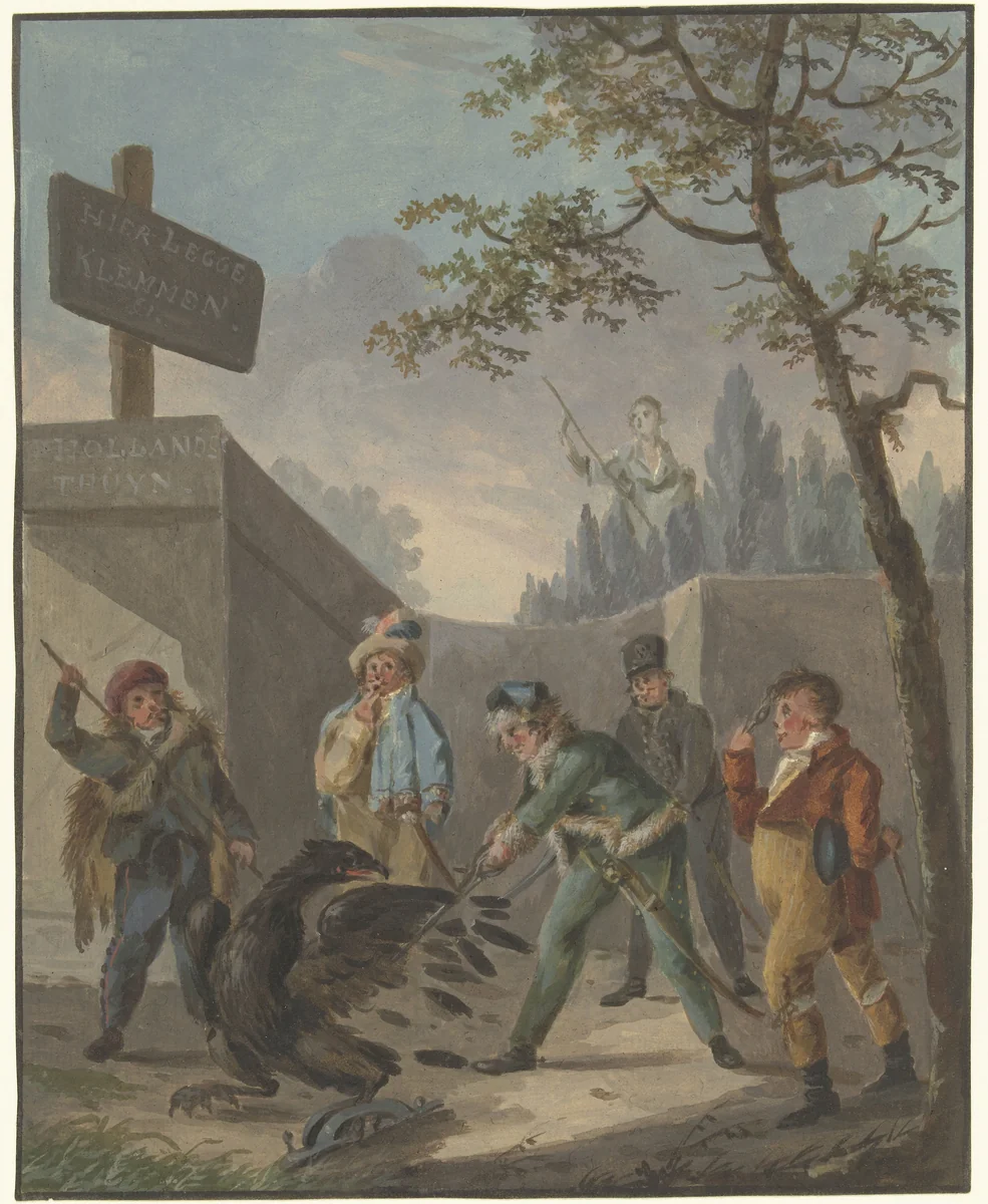 De Franse adelaar in de klem by anonymous, drawing, 1813