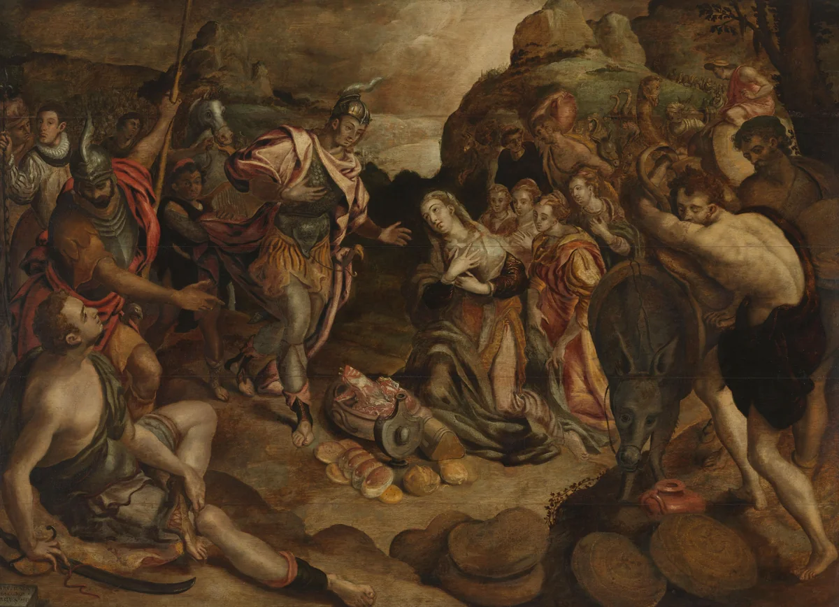 The Meeting of David and Abigail by Christiaen Jansz. van Bieselingen, painting, 1583