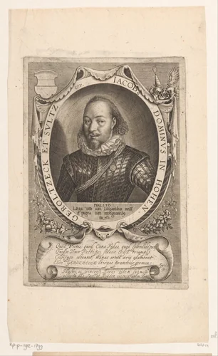 Portret van Jakob von Hohengeroldseck und Sulz by Jacob van der Heyden, print, 1583-1634