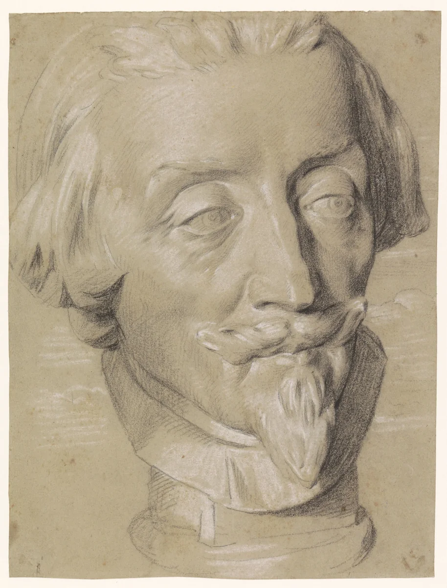 Buste van kardinaal Richelieu by anonymous, drawing, 1622-1700