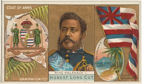 King Kalakaua I, Sandwich Islands, from the Rulers, Flags, and Coats of Arms series (N126-1) issued by W. Duke, Sons & Co. by W. Duke, Sons & Co., print, 1888