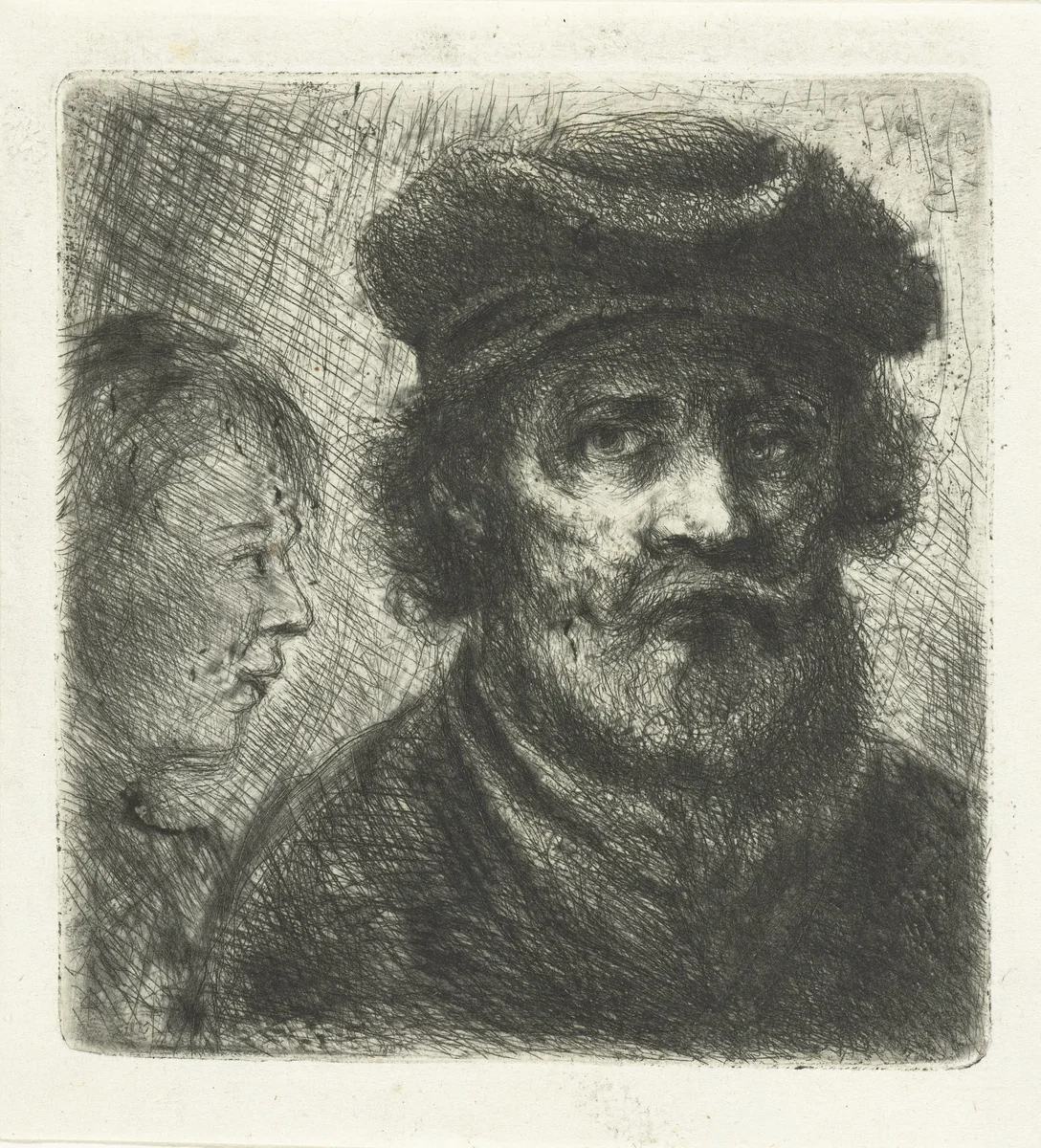 Jonge man en bebaarde man by Jan Chalon, print, 1748-1795