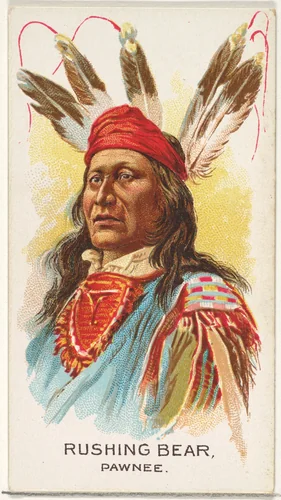 Rushing Bear, Pawnee, from the American Indian Chiefs series (N2) for Allen & Ginter Cigarettes Brands by Allen & Ginter, print, 1888