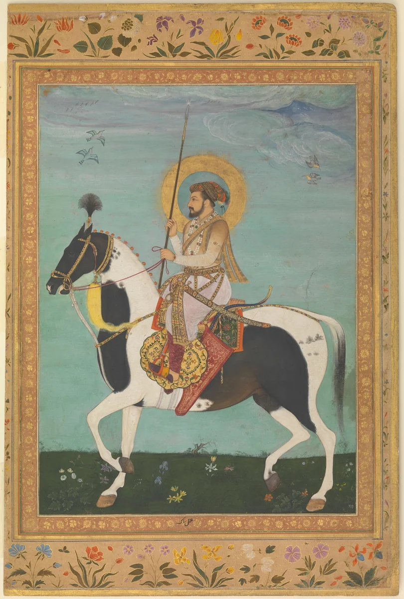 "Shah Jahan on Horseback", Folio from the Shah Jahan Album by Payag, manuscript, 1505-1655