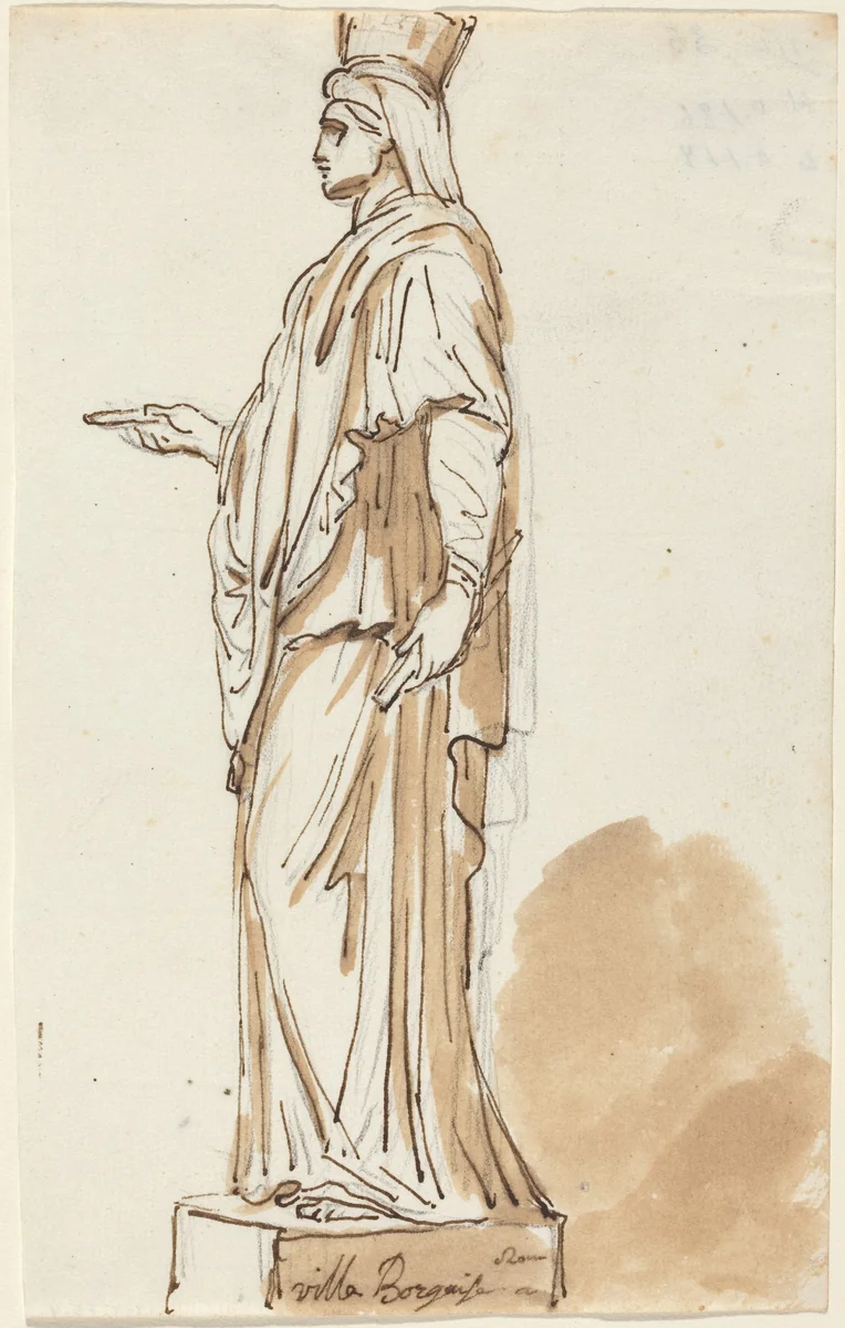 The Borghese Cybele by Augustin Pajou, drawing, 1752-1756