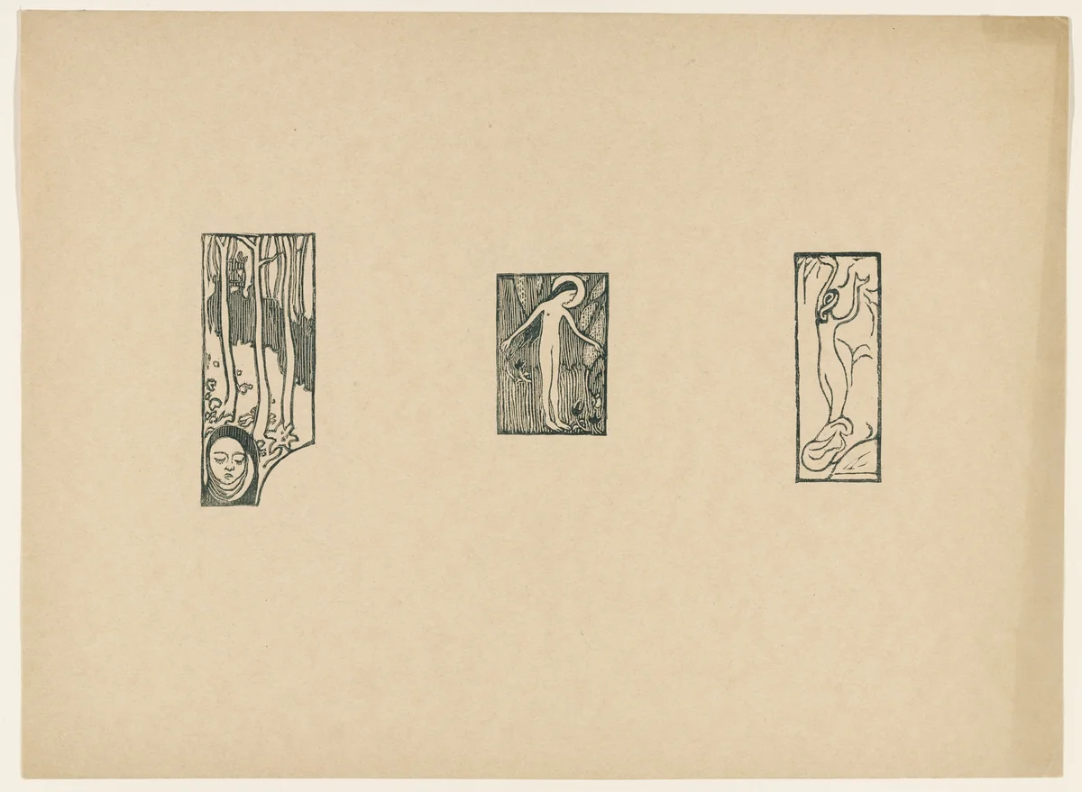 Sheet of woodcuts from L' Epreuve by Maurice Denis, print, 1895