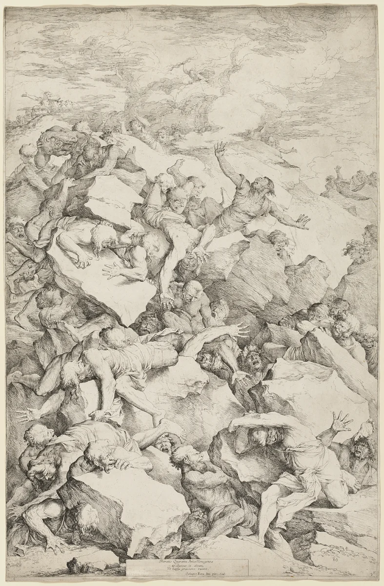 The Fall of the Giants by Salvator Rosa, print, 1663