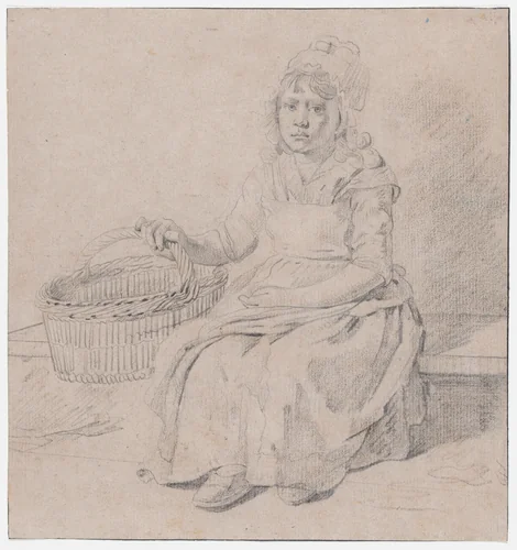 Young Girl with Basket by Martin Drolling, drawing, 1781-1817