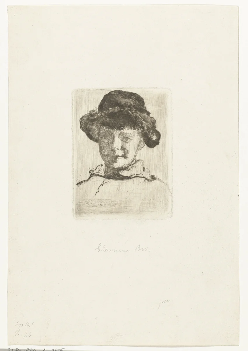 Portret van een meisje met hoed by Gerard Jan Bos, print, 1883