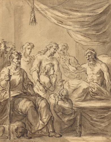 Jacob Allowing Benjamin to Go to Egypt with His Brothers by Sir James Thornhill, drawing, 1722