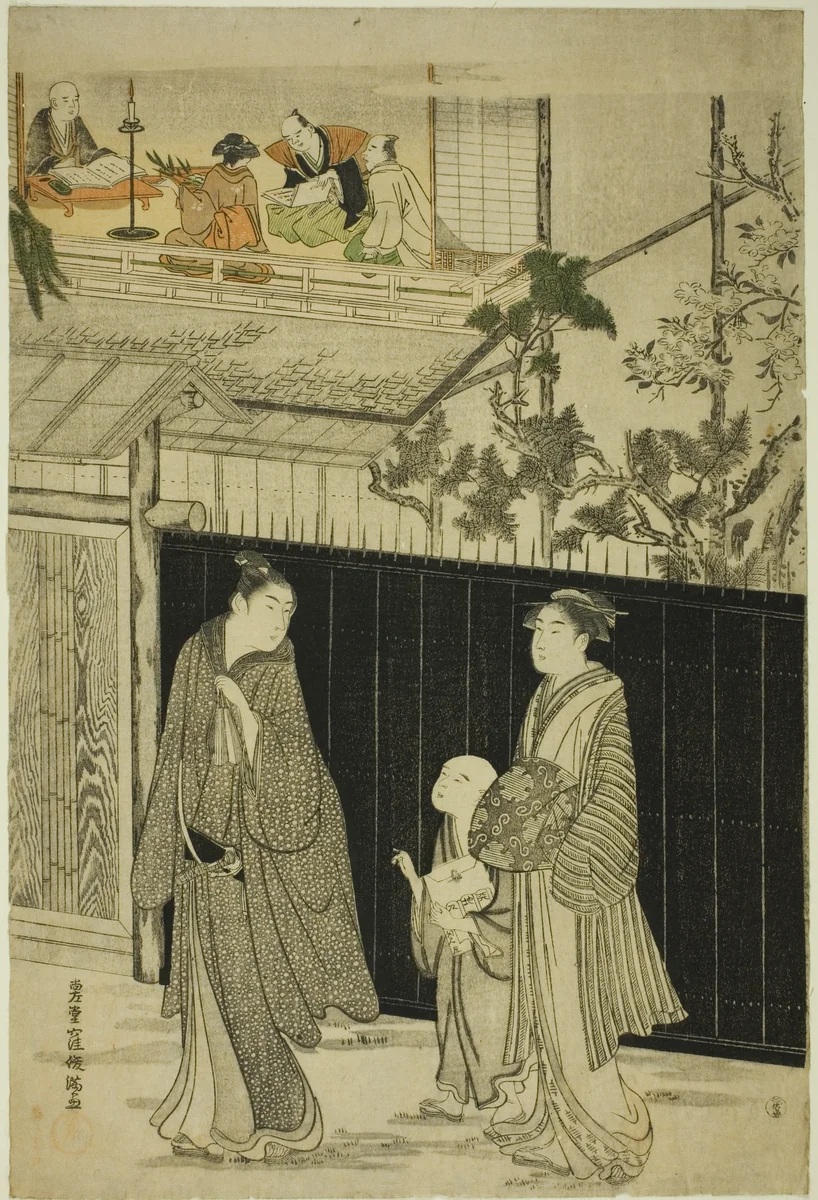 Returning from a Poetry Gathering by Kubo Shunman (窪俊満), print, 1780-1794