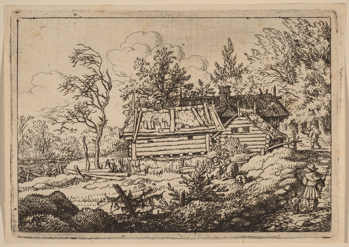 Pilgrim with a Dog by Allart van Everdingen, print, 1645-1656