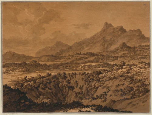 Mountain Landscape with a Hollow by Alexander Cozens, drawing, 1770