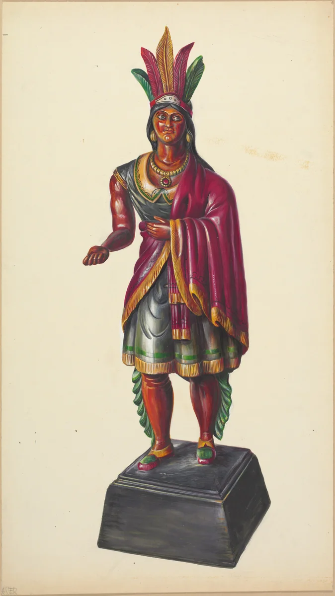 Cigar Store Indian by Walter Hochstrasser, index of american design, 1937