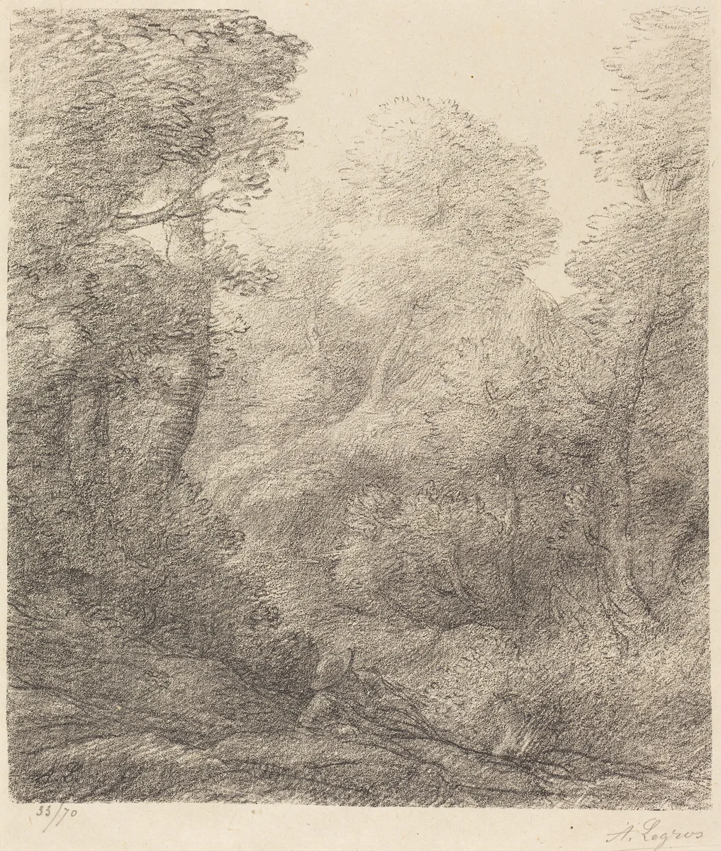 Landscape: Morning Mist (Paysage: Brumes du matin) by Alphonse Legros, print, 1837-1911