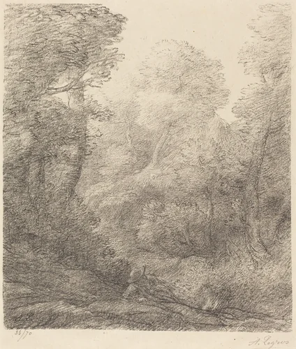 Landscape: Morning Mist (Paysage: Brumes du matin) by Alphonse Legros, print, 1837-1911