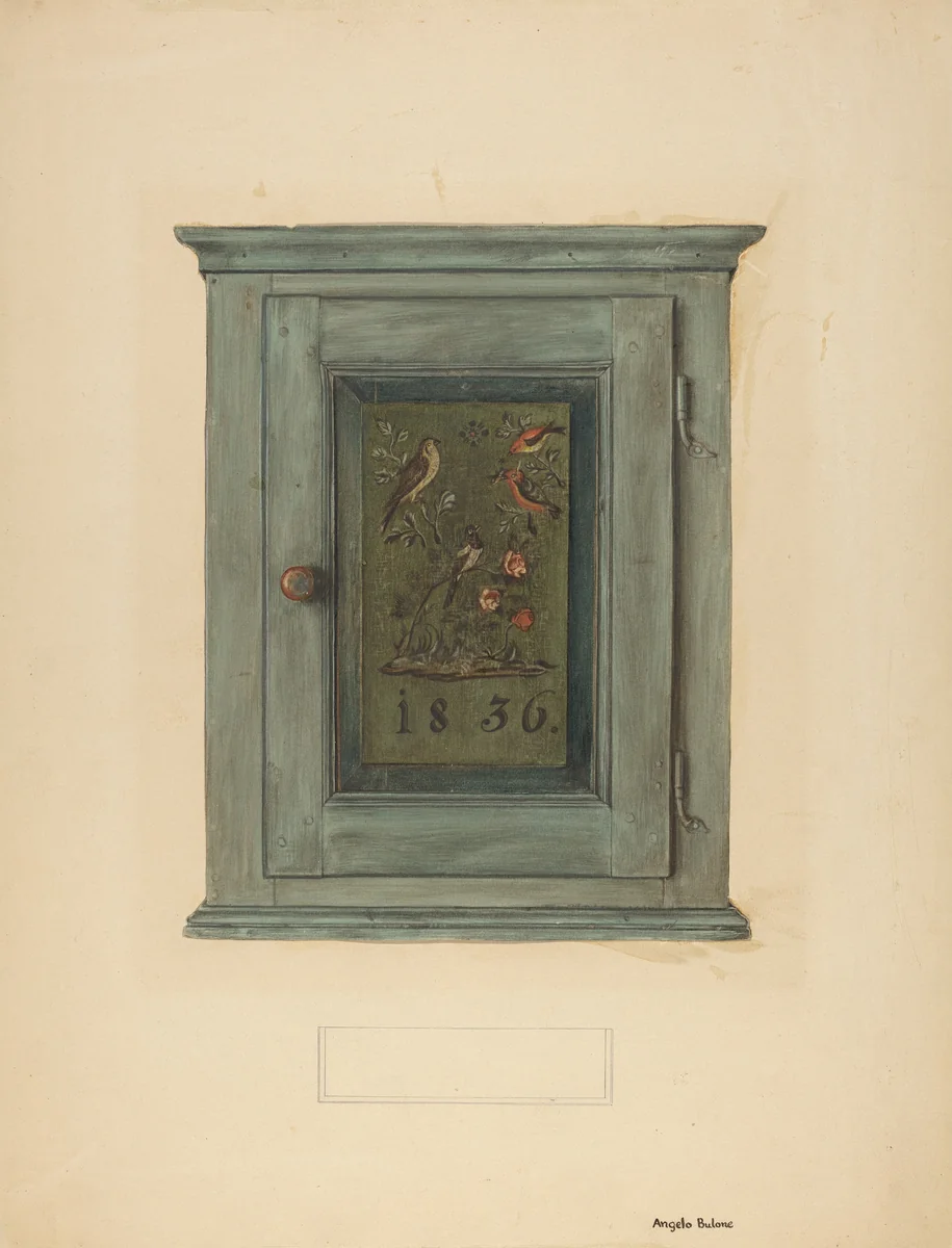 Zoar Blue Bonnet Cabinet by Angelo Bulone, index of american design, 1940