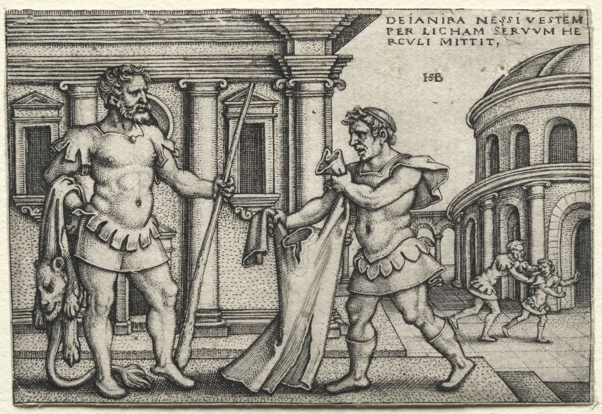 The Labors of Hercules: Hercules Receiving the Garment Steeped in Nessus's Blood by Hans Sebald Beham, print, 1542