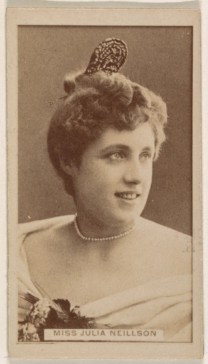 Miss Julia Neillson, from the Actresses series (N245) issued by Kinney Brothers to promote Sweet Caporal Cigarettes by Kinney Brothers Tobacco Company, photograph, 1890