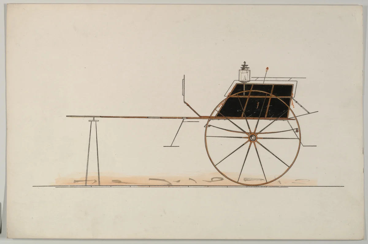 Dog Cart (unnumbered) by Brewster & Co., drawing, 1850-1870