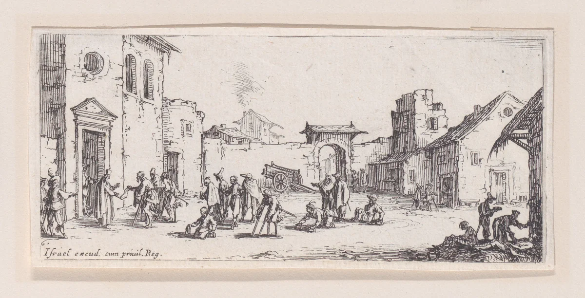 L'Hopital (The Hospital), plate 6 from "Les Petites Misères de la Guerre" (The Little Miseries of War) by Jacques Callot, print, 1636