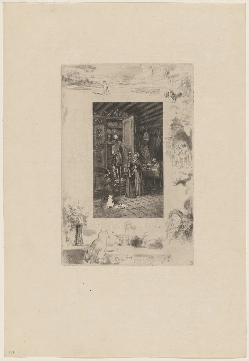 Les Vieux by Félix-Hilaire Buhot, print, 1847-1898