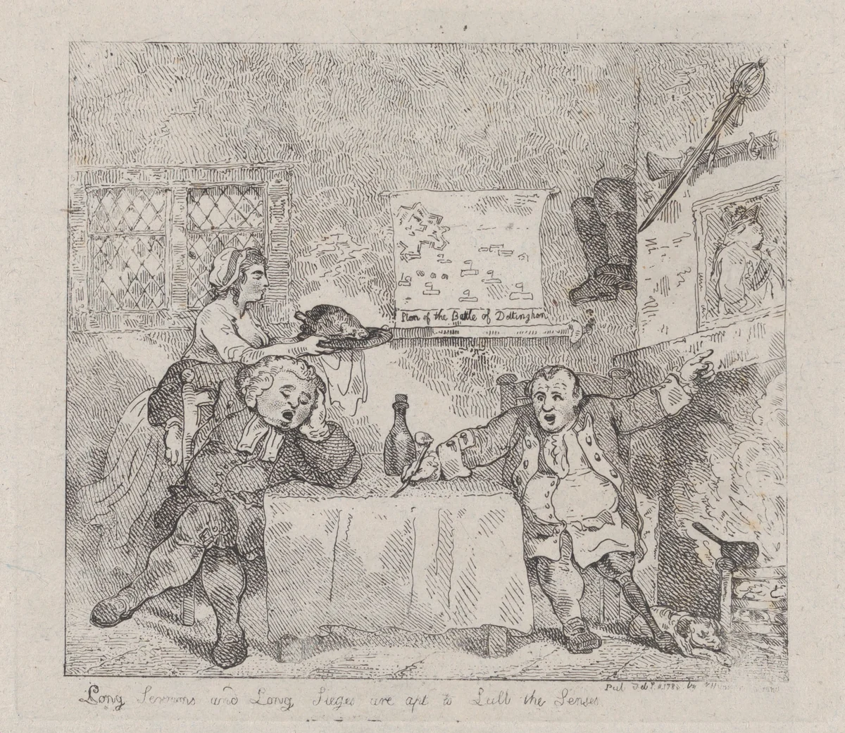 Long Sermons and Long Sieges are apt to Lull the Senses by Thomas Rowlandson, print, 1783