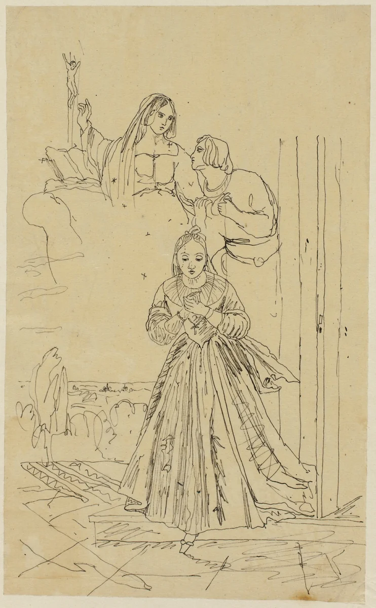 Refuge in Prayer by Rodolphe Bresdin, drawing, 1845-1885