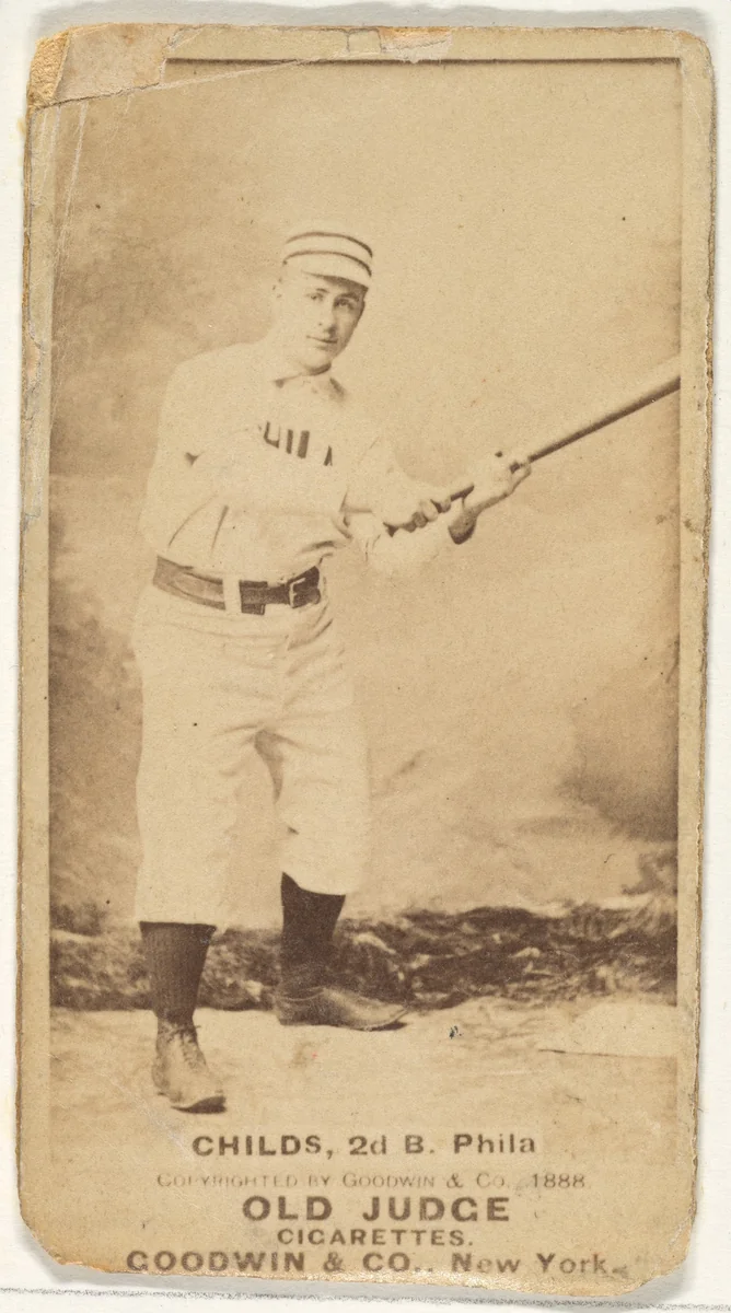 Clarence Algernon "Cupid" Childs, 2nd Base, Philadelphia, from the Old Judge series (N172) for Old Judge Cigarettes by Goodwin & Company, photograph, 1888