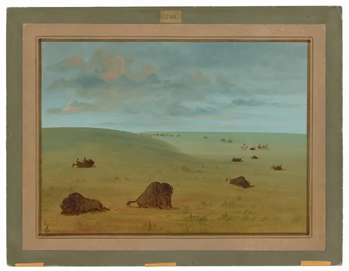 After the Buffalo Chase - Sioux by George Catlin, painting, 1861-1869